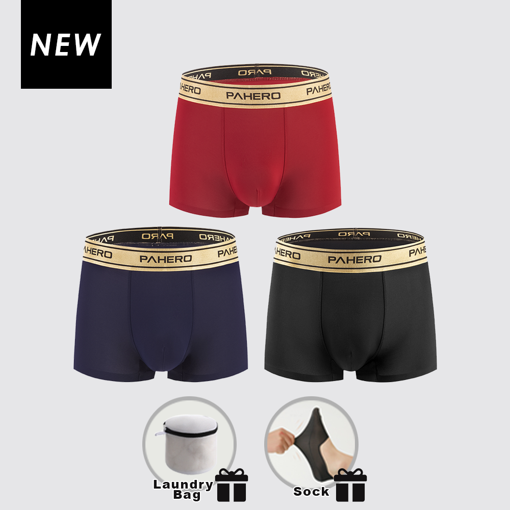 [3PCS COMBO] Pahero Breathable AirSilk Trunk Anti-Bacterial Silky Comfortable Underwear PAHERO™